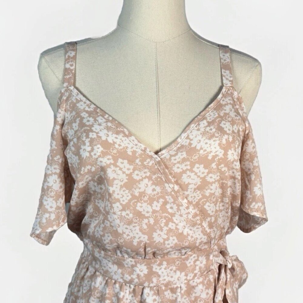 (S) SIENNA SKY Off-Shoulder w/ Straps V-Neck Faux Wrap Dress - Picture 6 of 13